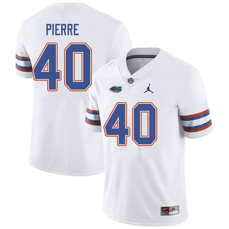 Men's NCAA Florida Gators Jesiah Pierre #40 Stitched Authentic Jordan Brand White College Football Jersey TIO2565TC